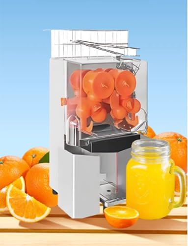 Exprimidor de naranjas comercial de 120 W (22-30 por minuto), exprimidor eléctrico con filtro extraíble, tanque 304, tapa de PP y dos cubos recolectores.