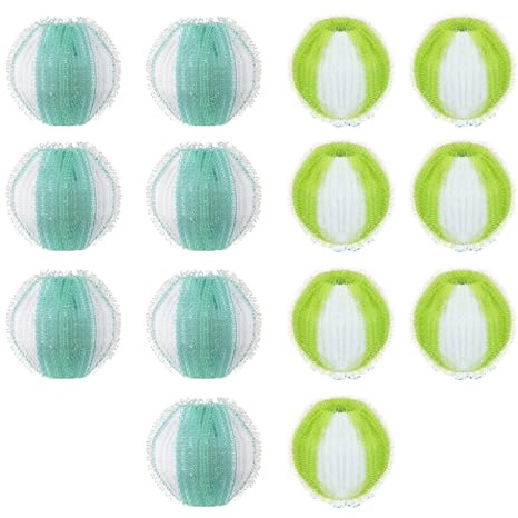 14Pcs Laundry Balls Pet Hair Remover for Washing Machines – Reusable Pet Fur Remover Lint Catcher Washing Balls Lint Catcher for Dog Cat Hair on Clothes Bedding Carpets Blankets (Green & Light Blue)