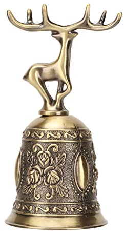 Tnfeeon Handglocke in Hirschform, Vintage-Handglocke aus Metall mit Beschichtung, Gut für Esstische und Hochzeitsveranstaltungen (Antike Messingfarbe)