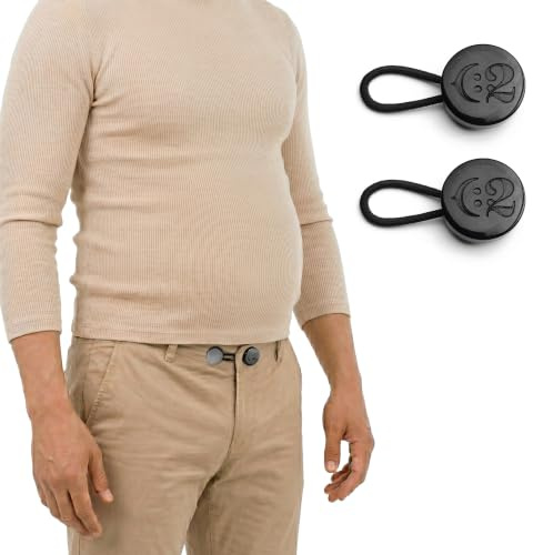 C2 Lot de 2 Extensions de Bouton pour Pantalons - Noir - 24L | Offre jusqu’à 2cm/0,79in, boutons de 15,3mm/0,6in de diamètre, réutilisable, invisible porté
