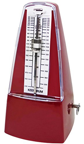 keepdrum GMPL RD mechanisches Metronom Taktgeber mit Glocke aufziehbar Rot