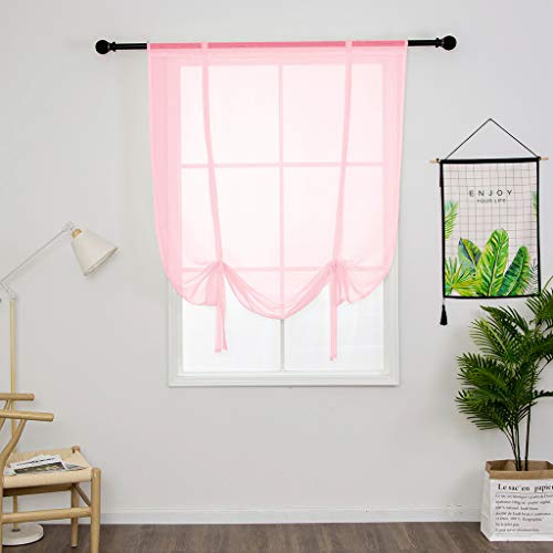 SIMPVALE 1 Stück Sheer Voile Vorhänge, 60×120cm Rosa Raffrollo Vorhang, Transparente Gardinen für Wohnzimmer Schlafzimmer