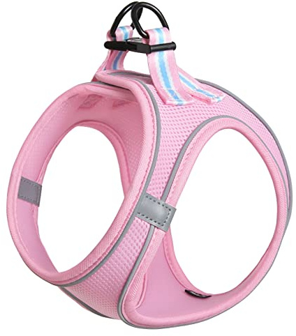 HEELE Harnais Chiens Harnais pour Petit Chien Chiot Ajustable Harnais Gilet Réfléchissant Doux Respirant Confortable, Rose, L