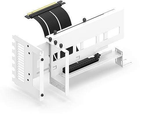 EZDIY-FAB Vertical PCIe 4.0 GPU Mount Bracket Graphic Card Holder with 5V 3 Pin ARGB LED Module, Video Card VGA Support Kit with PCIe 4.0 X16 Gen4 17cm/6.69in Riser Cable 90 Degree Right Angle (White)