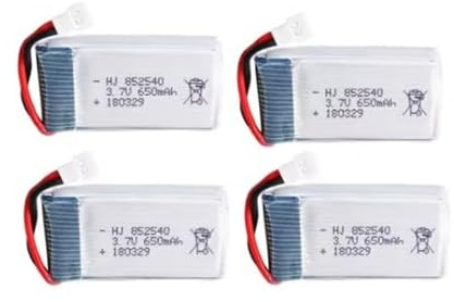 YUNIQUE GREEN-CLEAN-POWER - Batterie 650mAh 3.7V 25C Lipo | Kompatibel mit Syma X5 X5C X5SC X5SW, Cheerson CX-30W, Skytech M68 | Set von 4 für Optimale Leistung | Silber