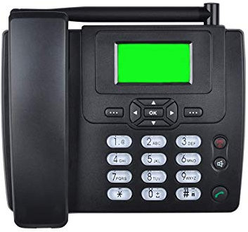 IBOWZ Téléphone Filaire Téléphone de Bureau Professionnel GSM - Téléphone de Bureau Fixe sans Fil,ID de l'appelant à écran LCD avec Carte SIM,GSM Double Bande,pour Entreprise ou Famille,Noir