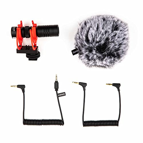 Saramonic VMICMINI2 Mini II Micro Fusil de Chasse pour appareils Photo, appareils Mobiles et Plus Encore avec Rycote Shock Mount, WS, Furry WS, étui, câbles TRS et TRRS et Plus Encore