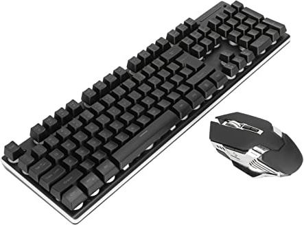 Hoopoocolor Combo Clavier et Souris de Jeu Mécanique, 3 Niveaux DPI Réglables, Effet de Rétroéclairage LED Cool, Plug and Play, Clavier et Souris Ergonomiques pour PC Gamer