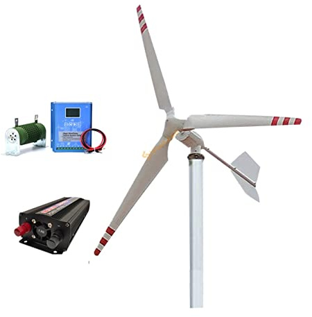 Aerogenerador 2000W 4 8v 24v Generador de turbinas eólicas, kit de generador de turbina eólica horizontal de molino de viento Alértil de energía con inversor controlador MPPT Generador de turbina eóli