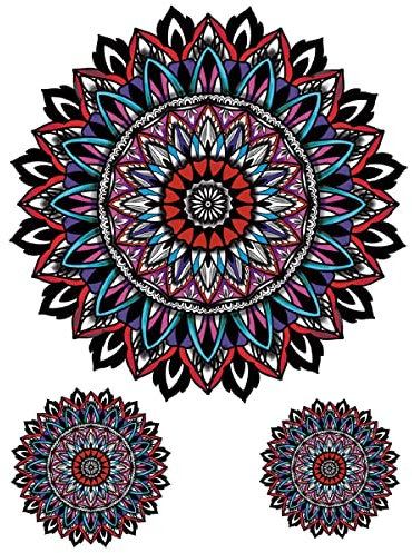 Temporäre tattoos Mandala - 1 Blatt von Fake tattoos | Mandala Tätowierung | Arm, Schulter, Hals, Knöchel, Oberschenkel, Bein | Farbige | Mandala Klebetattoos, Herren, Damen - TATTOO YOUR STYLE