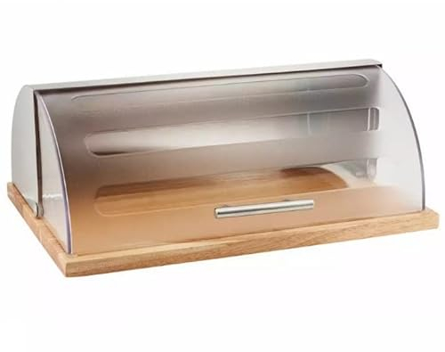 Luckyberg Brotkästen mit Deckel, Brotaufbewahrungsbox, Deckel aus Ökologisches Bambus und Acryl, Geräumiger Brotkasten aus Bambus, Brot und Kekse Lange Aufbewahren und Frisch, 39cm x 31cm x 16cm