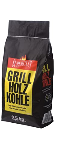 2,5kg SUPERGLUT Grill-Holzkohle Grillbriketts „Made IN Germany“ Kohle Holzkohle für Kugelgrill Holzkohlegrill ideal für Dutch Oven Smoker Briketts Grill Kohle