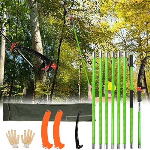 Scie D'élagage, 8M Scie élaguer Main Avec Manche Télescopique Arbre Sécateur Télescopique Longueur Réglable Manuellement Avec Sac Transport 2 Lames Arbre Ensemble D'outils Jardin