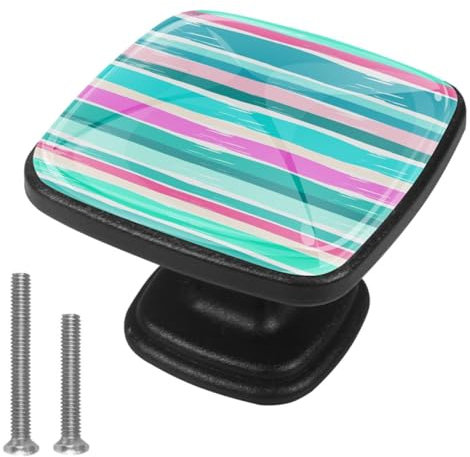 suojapuku Pomello quadrato per mobile, confezione da 4,strisce dell'acquerello,Ferramenta per armadietti da cucina per maniglie per cassettiere e cassettiere