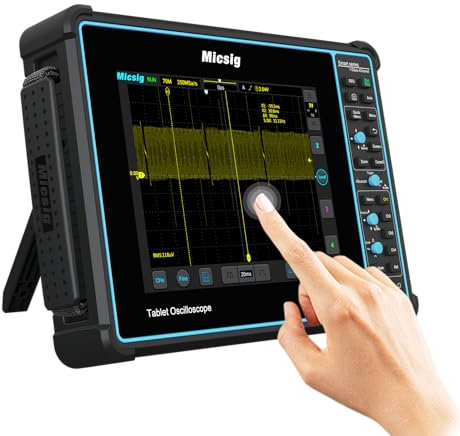 Micsig Oscilloscope intelligent à écran tactile série SATO SATO2002 Oscilloscope pour tablette 8 '' Oscilloscope portable entièrement tactile avec multimètre 2 canaux 200 MHz