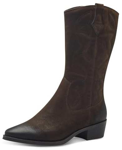 MARCO TOZZI Damen Hohe Stiefel mit Absatz Cowboy Spitz, Braun (Cafe), 37 EU