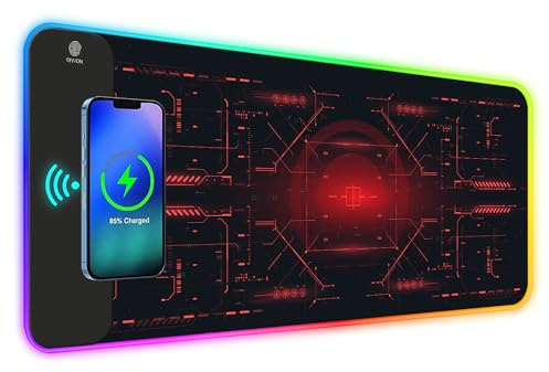 ToLuLu RGB Gaming Mouse Pad, Wireless, 5/7.5/10/15 W, 10 Light Modes, LED Mouse Pad, Computer Keyboard Mat, Mouse Pad, 800 x 300 x 4 mm, Extended Large Desk Pad for Gaming, MacBook, Laptop,