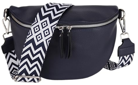 MIRROSI® Bauchtasche Damen, Veganleder 26x18x9cm, Umhängetasche, Brusttasche, Crossbody bag, Kunstleder leder, verstellbare Schulterriemen Bohemian Style