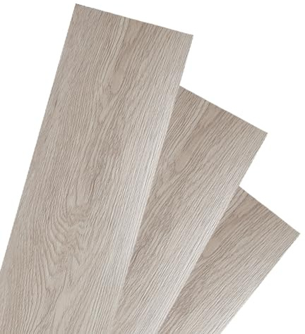 Herrselsam PVC Bodenbelag Selbstklebende, 7 Fliesen ca. 1m² Vinyl Laminat Rutschfeste Wasserdichte Schneidbar Fliesenoptik Bodenfliesen, 91,5cm x 15,2cm Dicke 1,5 mm (White Oak)