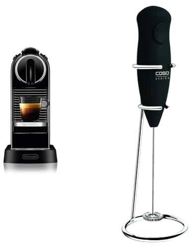 Nespresso De'Longhi EN167.B Citiz Kaffeekapselmaschine, mit Hochdruckpumpe & Caso Fomini Milchaufschäumer, mit Edelstahlfeder & Edelstahl-Standfuß