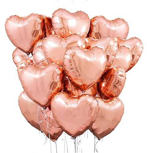 Herz Folienballon Rosegold 20 Stück,Herz Helium Luftballons,Heliumballon Herzen,Herzluftballons,Herzform Folienluftballon Herzballons für Geburtstag Hochzeit Verlobung Brautdusche Valentinstag