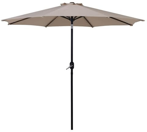 270 cm Sombrilla de Patio con Inclinación y Manivela, Parasol de Terraza Impermeable con Protección UV con 8 Costillas para Exterior, Jardín y Patio, Base No Incluida (bronceado) (Size : Tan)