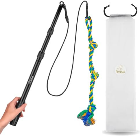 Flirt Pole for Dogs Extra Strong – Durable Dog Training & Exercise Toy, Extendable to 90 cm – Tug & Chase Play Pole, PetBud