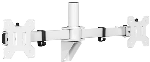 VIVO Premium Dual 21 to 32 inch LCD LED Monitor Wall Mount, Heavy Duty Telescoping Arms, Flush Wall Setup, Fits 2 Screens, White, MOUNT-TS32W