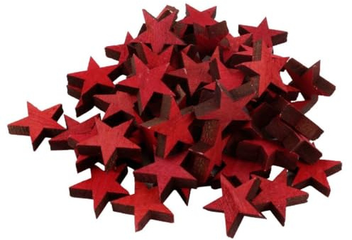 Decpero Dicke Holzsterne I 90 Stück I rot I 3 x 0,8 cm I Streudeko I DIY Deko Advent