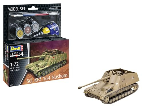 Revell Modellbausatz Sd.Kfz. 164 Nashorn | Leistungsstarker Panzerjäger mit 8,8 cm Pak | Authentischer Innenraum | Wiederauflage 2024 | Inkl. Kleber und Pinsel