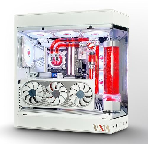 VIXIA High End Custom Watercooled Gaming PC - Intel Core i9 14900K - GeForce RTX 4090 DDR6X 24GB - DDR5 64GB 6000MHz - PCIe4.0 M.2 NVME 2TB - White - VXS-70W Red