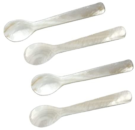 Perlmuttlöffel Classic Kaviarlöffel Eierlöffel Perlmutt 12cm 4tlg Kaffeelöffel Perlenlöffel Dessertlöffel Löffel