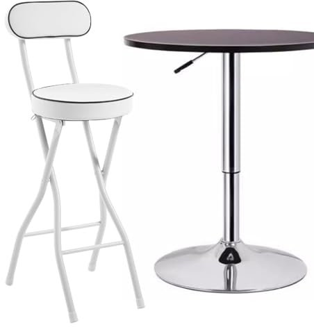 Sedia pieghevole bianca rotonda pieghevole sgabello da bar 60 cm portatile da cucina pieghevole sedia alta con schienale e poggiapiedi per bar e colazione posti a sedere per adulti sgabello pieghevole