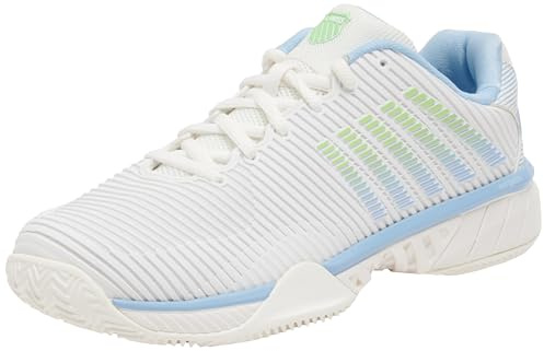 K-Swiss Damen Hypercourt Express 2 Tennis Shoe, WHT/DTCHCNL/Green, 41.5 EU