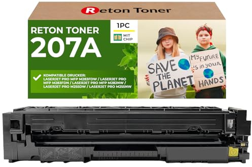 [Mit Original-Chip | wiederverwendet] Reton Toner kompatibel für HP 207A 207X W2212A gelb für HP Color LaserJet Pro MFP M255dw M255nw M282nw M283fdn M283fdw | Keine UPDATEPROBLEME