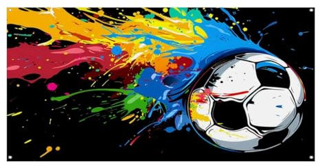 Colored Splashes with Soccer Ball Flags Banner Polyester Flag Hanging Banner Sign Decoration for Party Garden 180x90cm