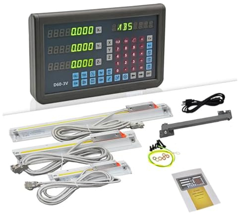 ANBBIN 9X49 Table Bridgeport Machine Tools 3 Axis Digital Readout DRO Display 12inch 36inch 16inch Linear Glass Scale for Milling Lathe Linear Encoder with Accessories 320mm 920mm 420mm