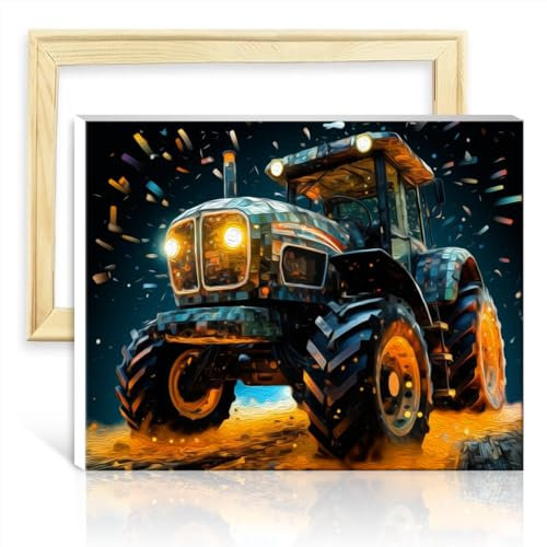 LiHEQING Malen-nach-Zahlen-Pinsel-Set, Galaxie-Traktor, DIY, Malen nach Zahlen, Erwachsene, Anfänger, Graffiti-Liebhaber, Bild, DIY-Rahmen (30 x 40 cm)