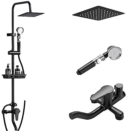 Set di rubinetti per Sistema Doccia, Accessori per Doccia da Esterno Esposti, soffione Doccia a Parete, soffione Doccia a Pioggia con Alta Pressione Portatile, Quadrato