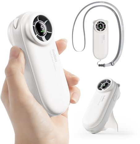 Diveblues Portable Handheld Turbo Fan, 4000mAh Rechargeable Pocket Hand Fan, Up to 16 Hours, Hand Fan with 5 Speeds Powerful Cooling for Travel/Summer/Outdoor/Lash/Purse