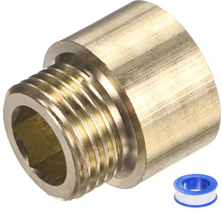 M METERXITY 1-Set Shower Head Extension Arm, Brass G1/2 Male to Female Extension Pipe Fitting Adapter with PTFE Thread Seal Tape for Shower/Faucet, Pipe Plumbing Coupler 1/25mm 2pcs