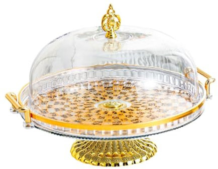 Baoblaze Cake Stand, Decorative Kitchen Platter with Lid, Footed Pastry Display Server, Desert Serving Plate for Cheese Cocktails, B