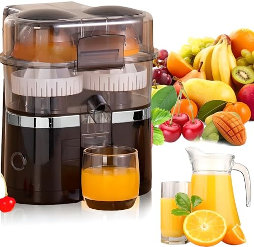 Exprimidor eléctrico de Doble Cabezal, con 8 Dientes y Doble Orificio, Potente Motor de 15000 RPM y Cortador de Fruta Integrado, para limón y Naranja