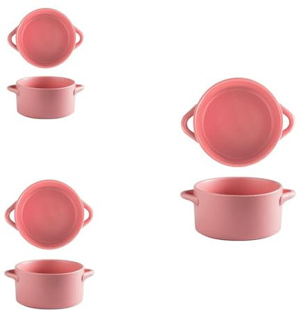 Home - Olla de cerámica esmaltada, ensaladera creativa de arroz horneado - rosa - 7.25