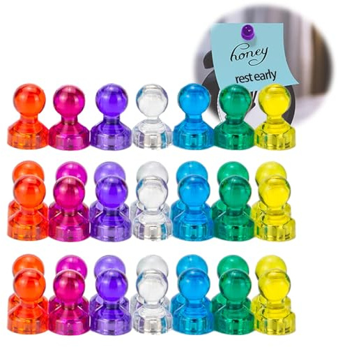 Hsyadazi 35 aimants (11 x 17 mm) – 7 Couleurs Vives pour Tableau Blanc, réfrigérateur et Bureau – Mini-aimants puissants pour l'école, la Maison et Le Bricolage – Perles magnétiques Lumineuses