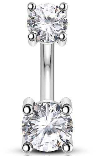 OUFER 16G Rook Piercing Acier Inoxydable 316L Piercing Oreille Cartilage 6 mm Bijoux Helix Rond Transparente CZ Eyebrow Ring pour Femme Vertical Labret