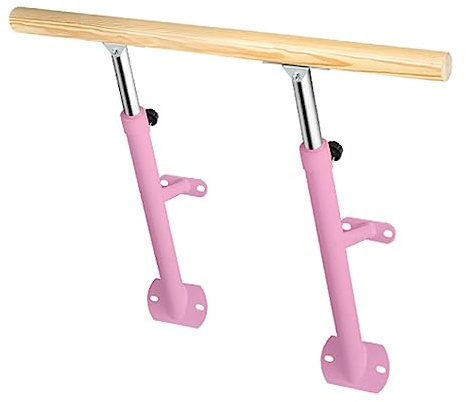 SGKOMN Ballettstange, Verstellbarer Tanzstock, Ballettstange, Wandmontierter Tanzstock aus Holz, Professionelle, Anhebbare Ballettstangen, Robuste vertikale Ballettstangen-St, Pink-1m