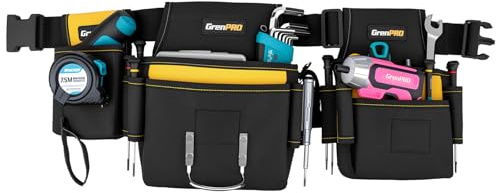 GRENPRO Magnetic Tool Belt for Men, 29 Pocket Carpenter Tool Belt Heavy Duty Tool Pouch with 6 Magnets, Electrician tool belt, Adjustable Detachable Waist for Contractor Mechanic Plumbe DIY Dad Gift