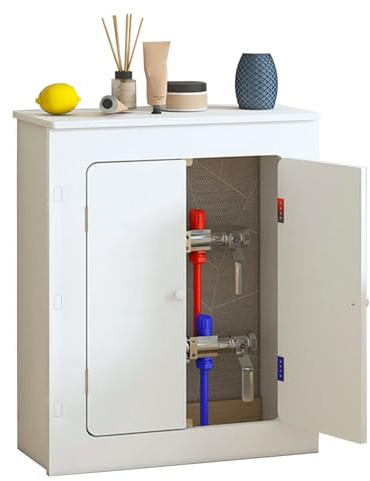 LXRHLIKG Heizkörperverkleidung, Heizkörperabdeckung, Heizung Verkleidung, wasserdichte Holz-Kunststoffplatte, Doppeltüren, Griffe, für die Heimdekoration(70x60x20cm/28x24x8in)