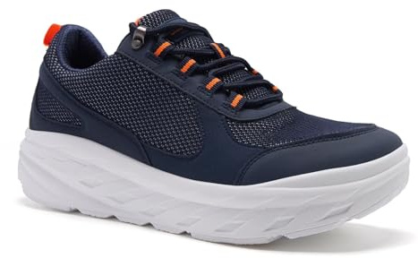 Men's Orthopedic Diabetic Wide Walking Shoes: Comfortable Plantar Fasciitis Orthotic Ankle Pain Recovery Casual Shoes, Breathable Shock Absorber Classic Arch Support Fashion Sneakers Indigo Size 12
